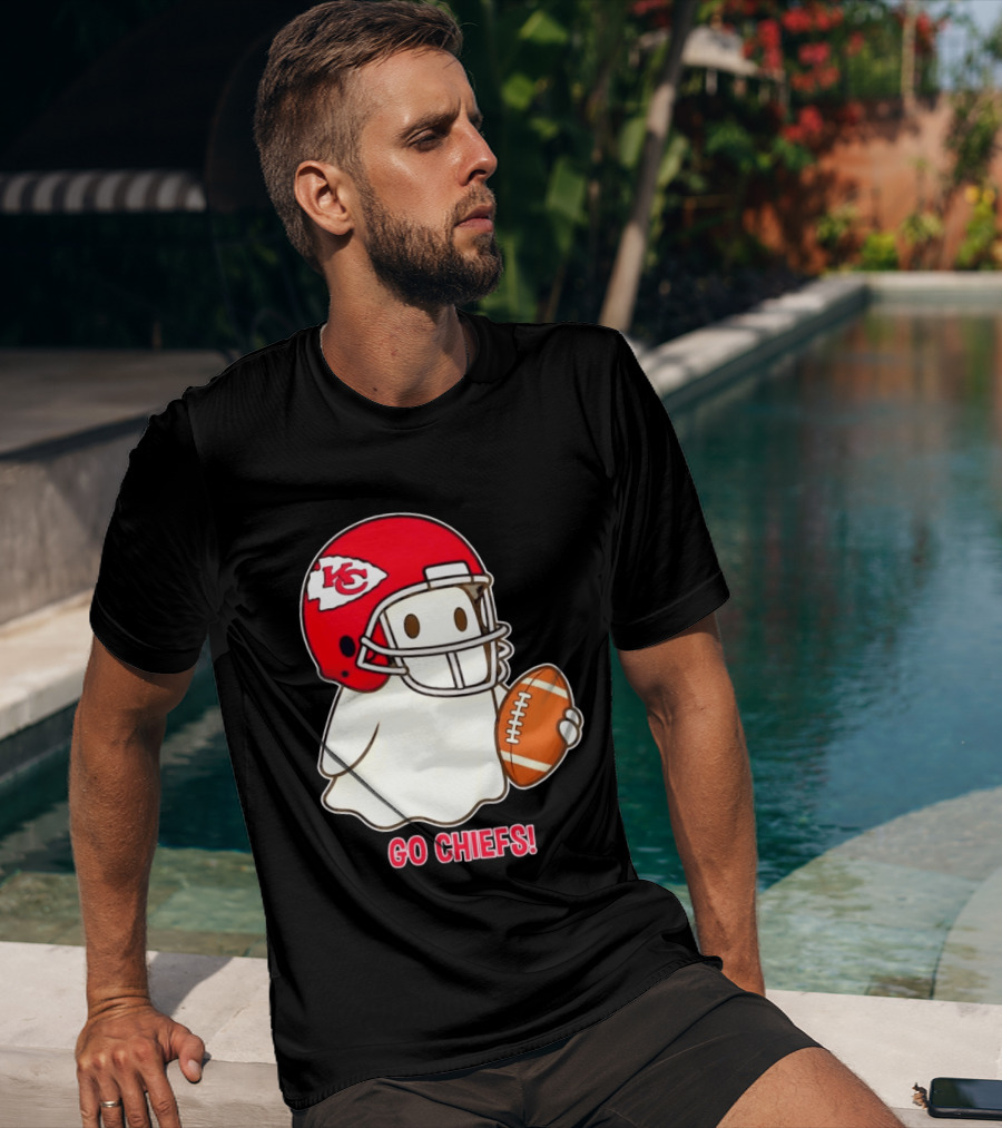 Kansas City Chiefs Go Chiefs Halloween Ghost Football Helmet T-Shirt