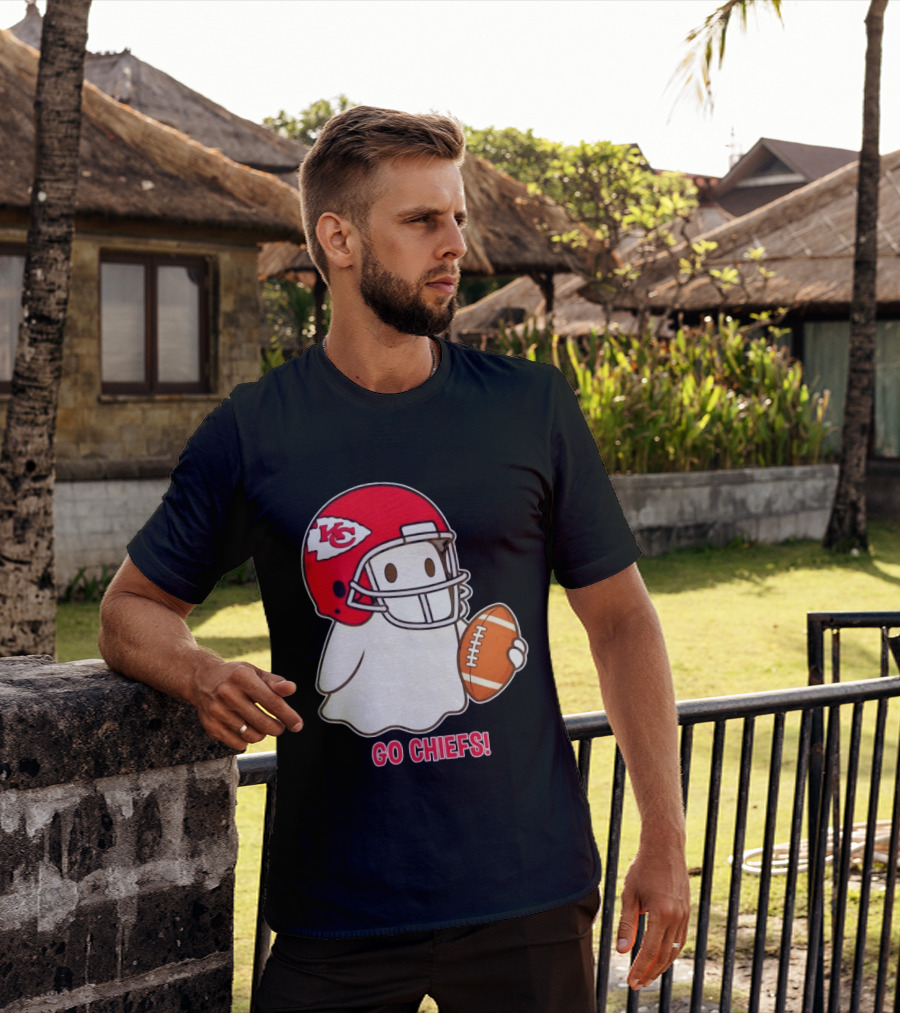 Kansas City Chiefs Go Chiefs Halloween Ghost Football Helmet T-Shirt