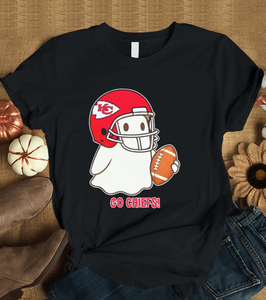 Kansas City Chiefs Go Chiefs Halloween Ghost Football Helmet T-Shirt