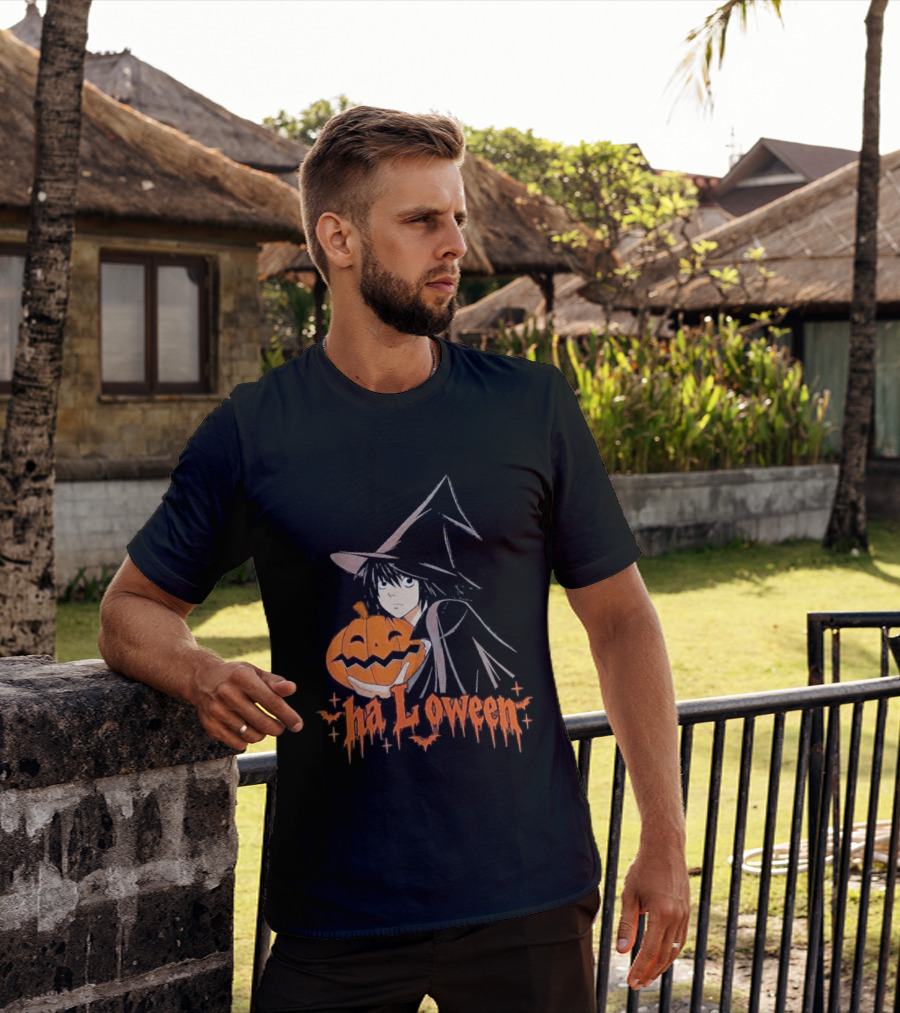 L Lawliet Witch With Pumpkin Halloween Death Note Anime T-Shirt