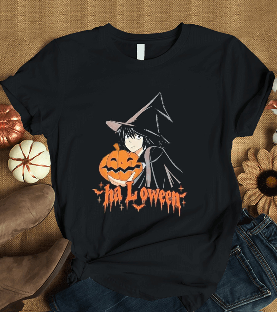 L Lawliet Witch With Pumpkin Halloween Death Note Anime T-Shirt