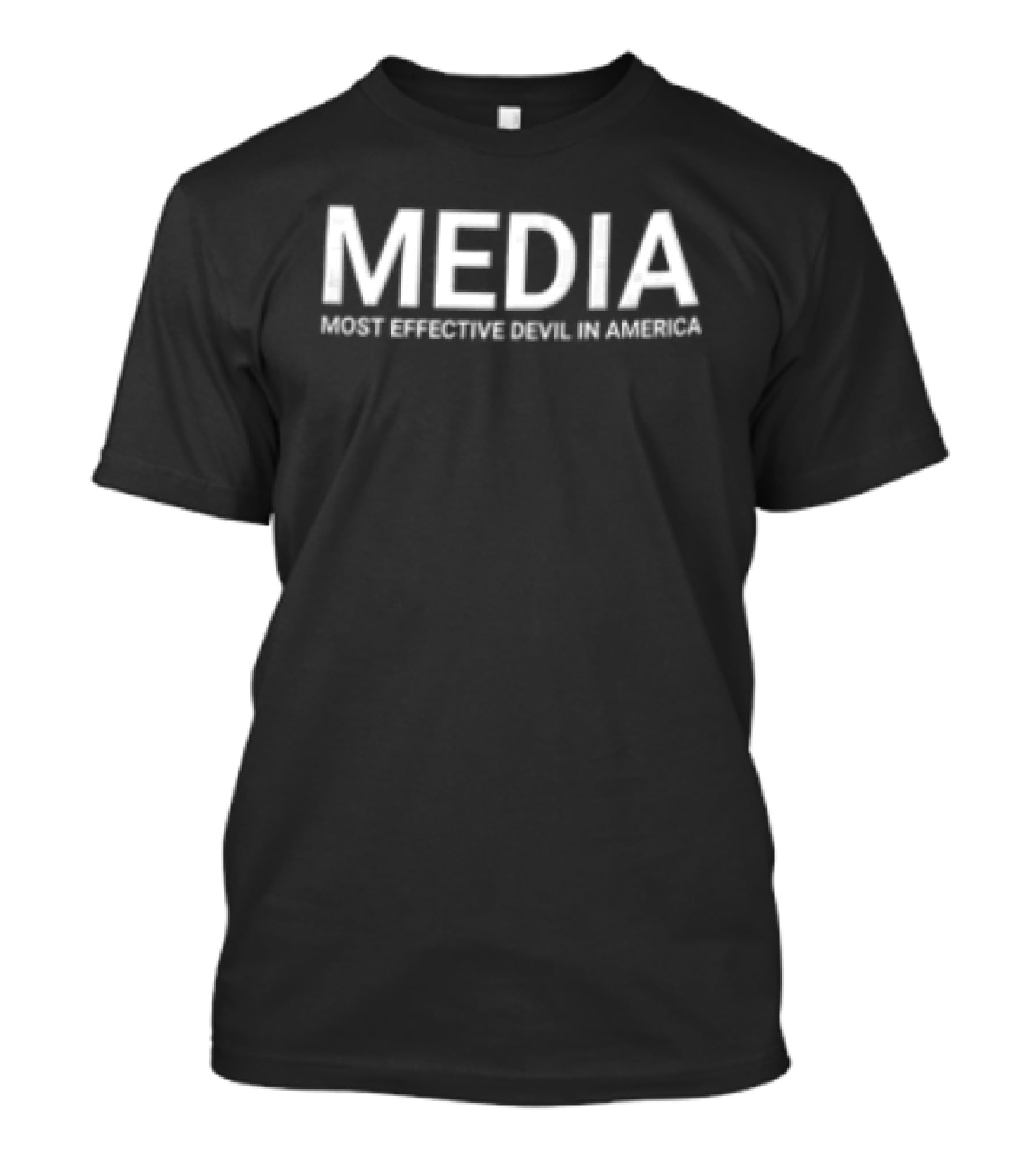 MEDIA Most Effective Devil IN America White Black T-Shirt