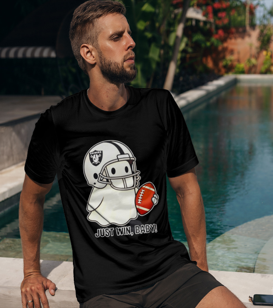 Las Vegas Raiders Just Win Baby Ghost Football Halloween 2026 T-Shirt
