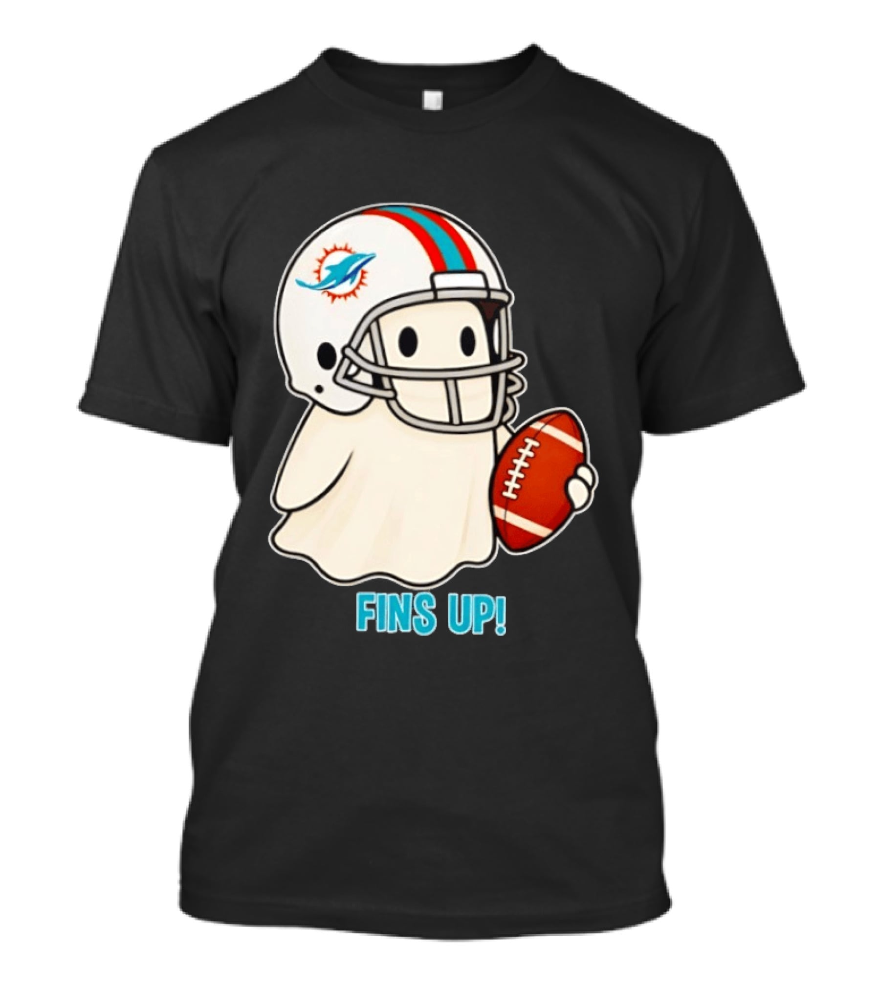 Miami Dolphins Ghost Fins Up Halloween 2026 Football Fan Gear T-Shirt