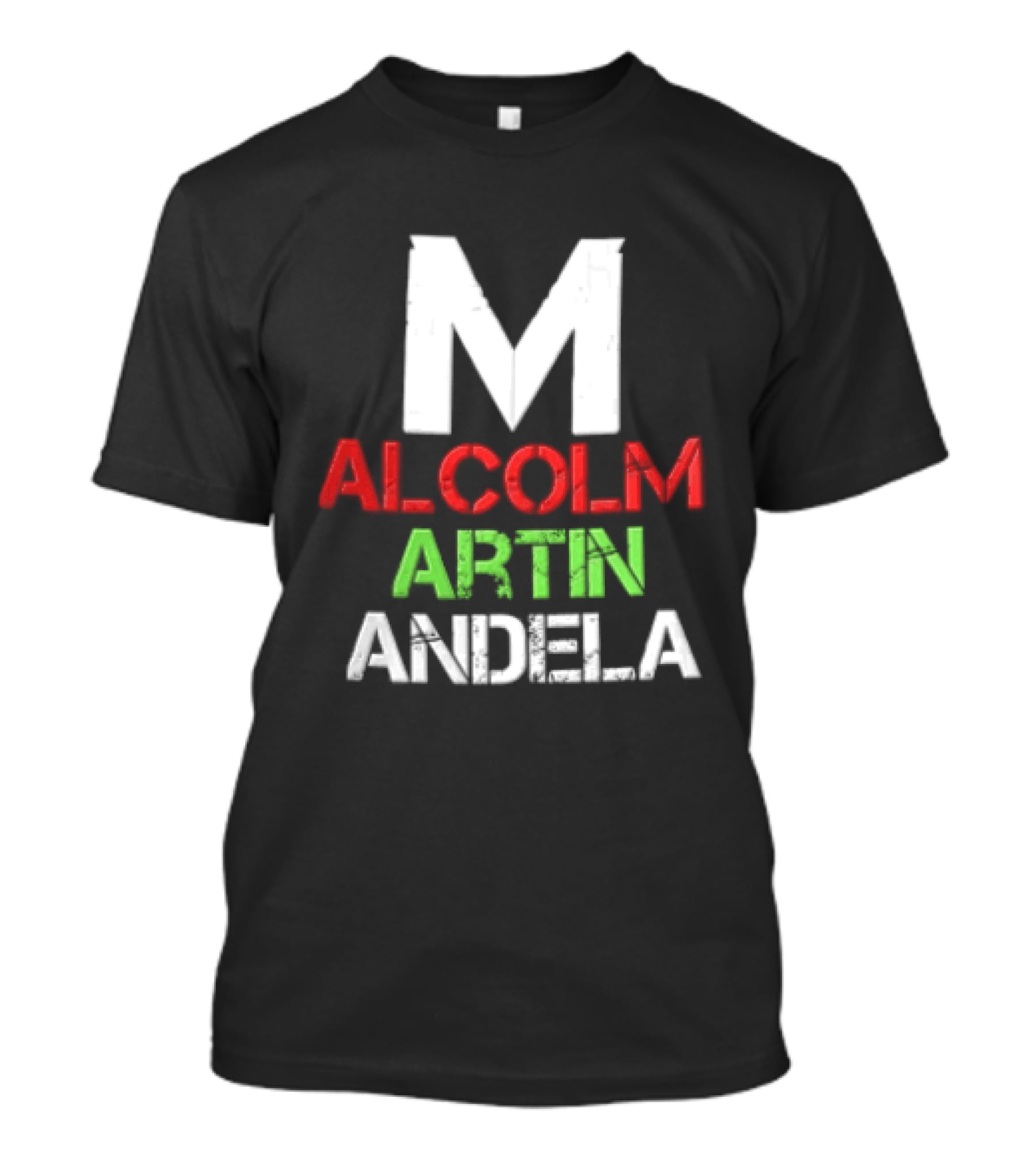 Malcolm Martin Mandela Distressed Stacked T-Shirt