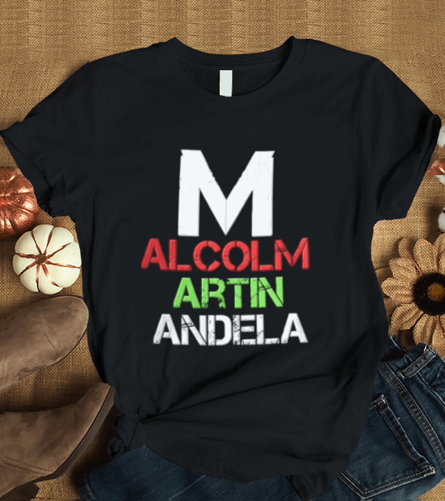 Malcolm Martin Mandela Distressed Stacked T-Shirt