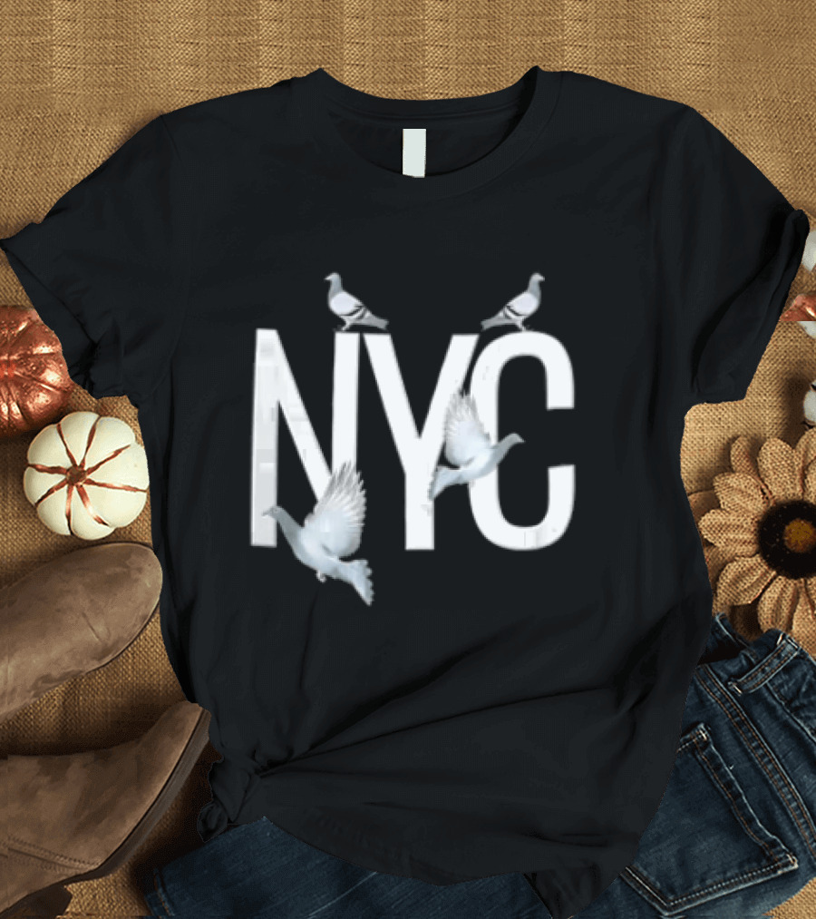 NYC Three Pigeons Flying Over T-Shirt