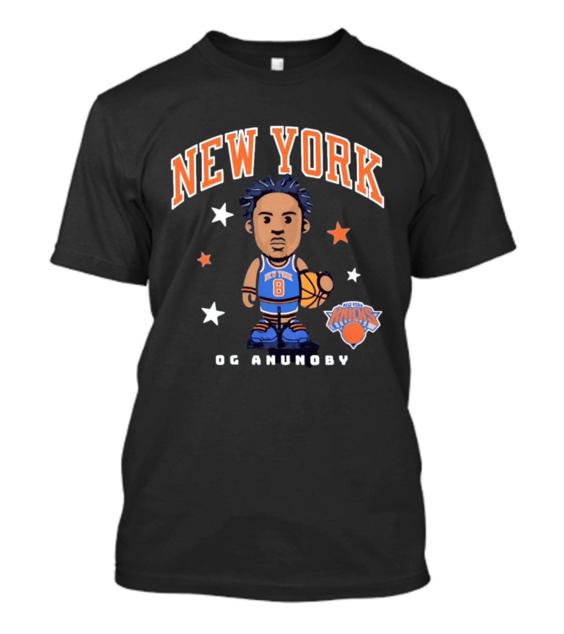 New York Knicks OG Anunoby No 8 Basketball Cartoon Stars T-Shirt