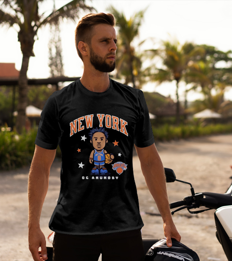 New York Knicks OG Anunoby No 8 Basketball Cartoon Stars T-Shirt