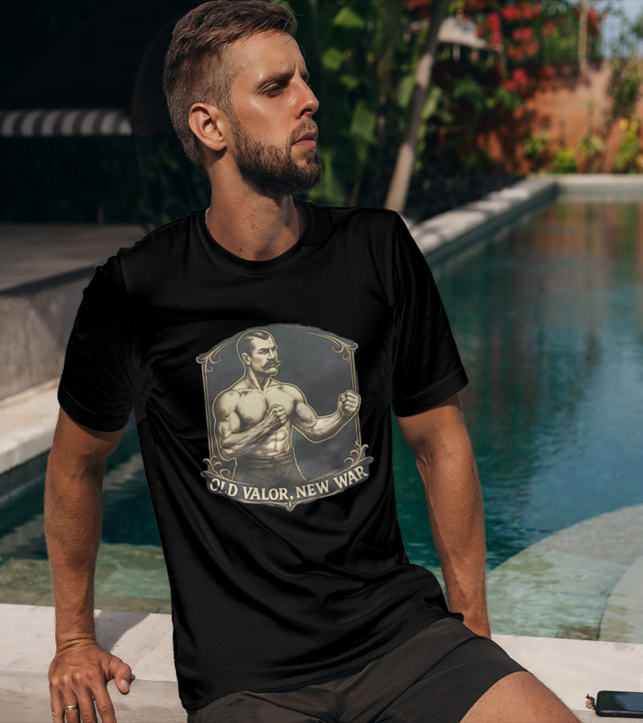 Old Valor New War Mustachioed Boxer T-Shirt