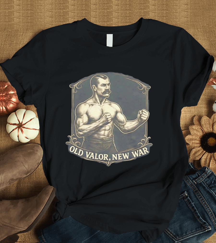 Old Valor New War Mustachioed Boxer T-Shirt