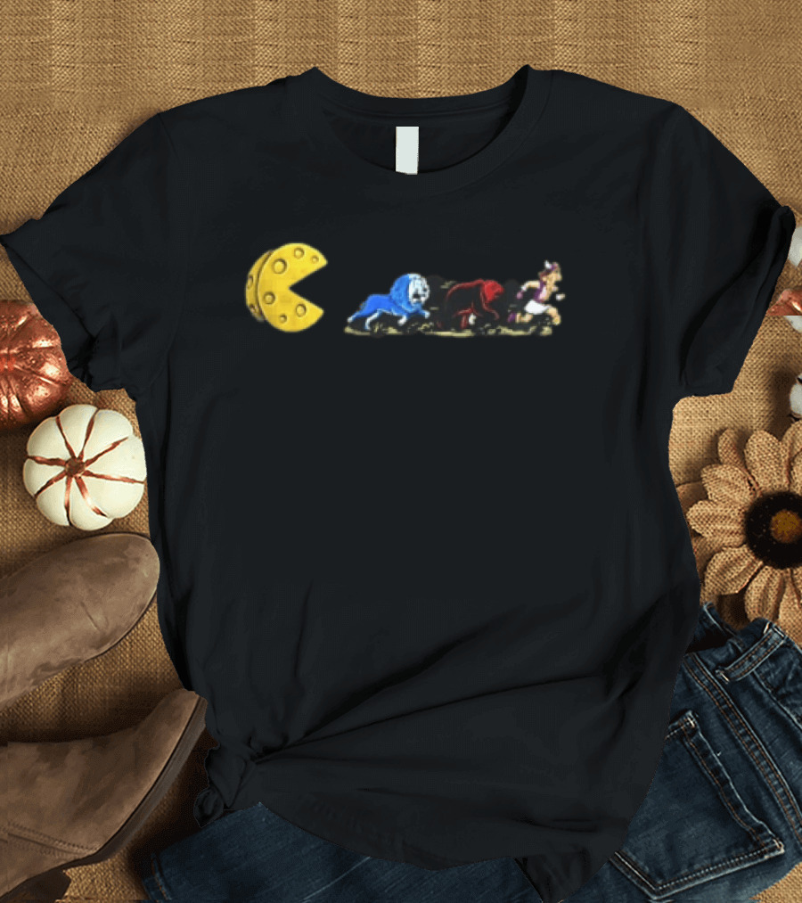 Pac Man Cheese Chasing Lions Bear And Hercules Journey T-Shirt