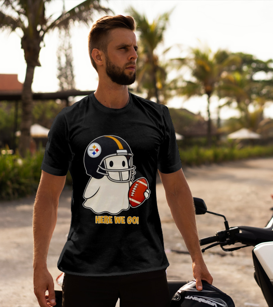 Pittsburgh Steelers Halloween Ghost Football Here We Go 2026 T-Shirt