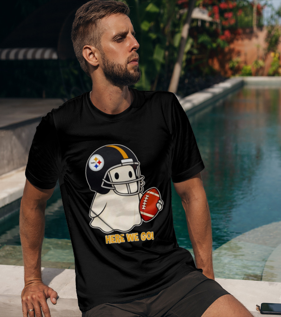 Pittsburgh Steelers Halloween Ghost Football Here We Go 2026 T-Shirt