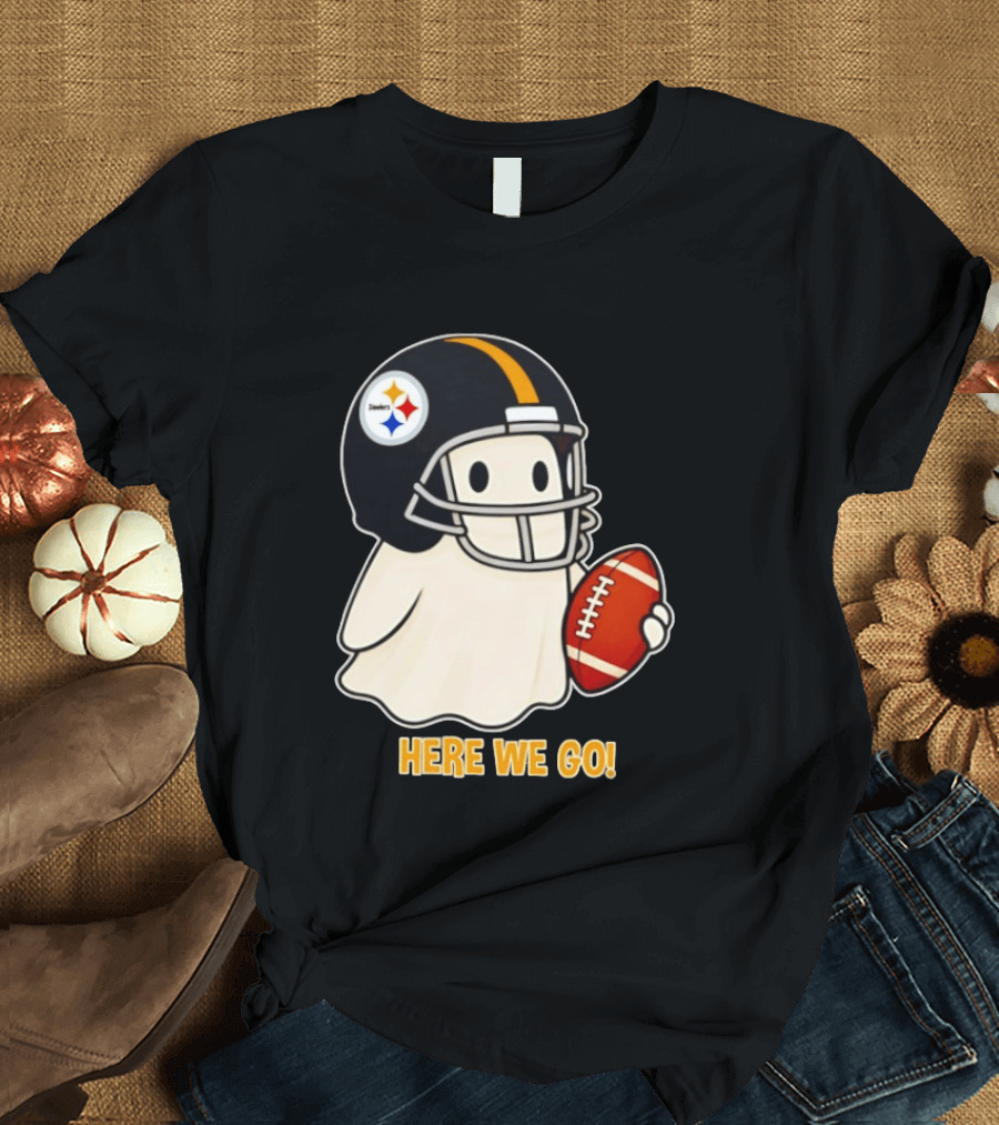 Pittsburgh Steelers Halloween Ghost Football Here We Go 2026 T-Shirt