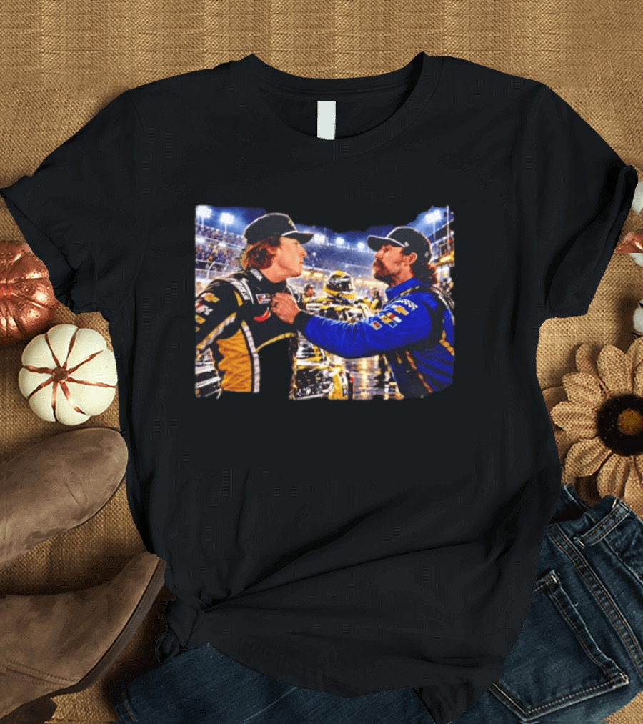 Ryan Blaney Carson Hocevar Confrontation NASCAR Race Night Scene T-Shirt
