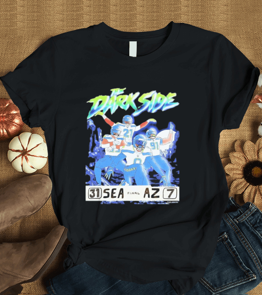 The Dark Side Seattle 31 Arizona 7 Final Score Players Celebration T-Shirt