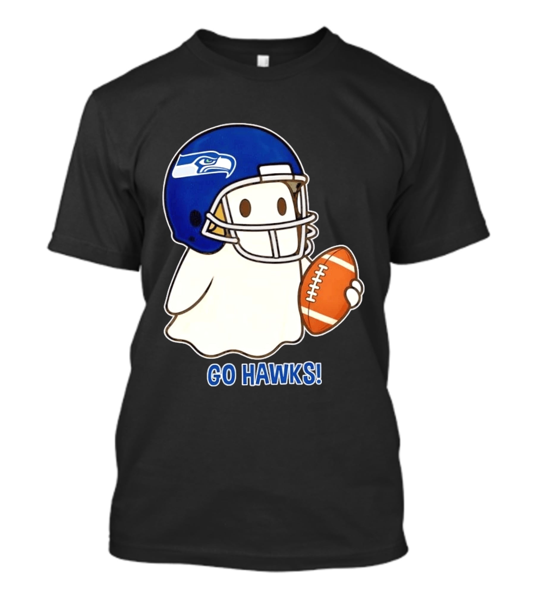 Seattle Seahawks Go Hawks Halloween Ghost Football Spirit T-Shirt