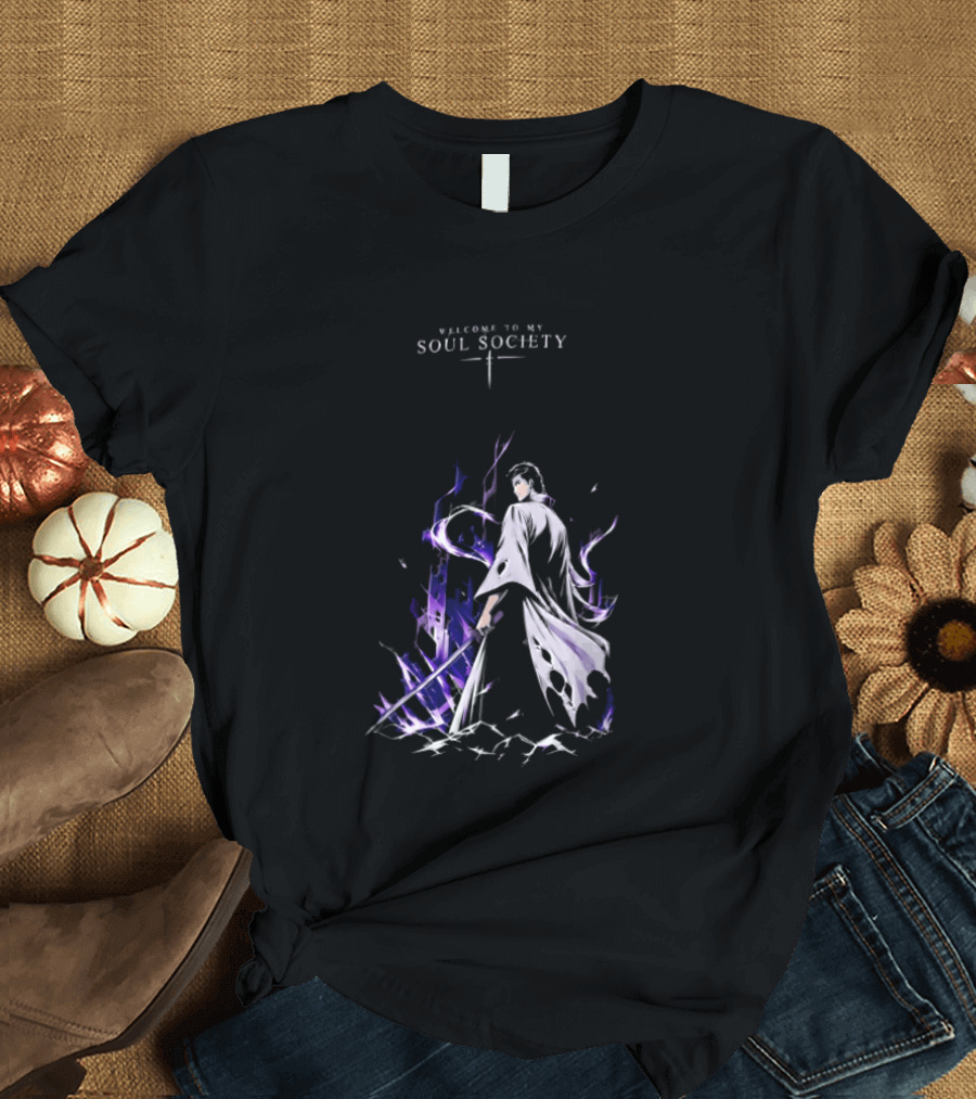 Sosuke Aizen Welcome To My Soul Society Sword Character Purple Aura T-Shirt