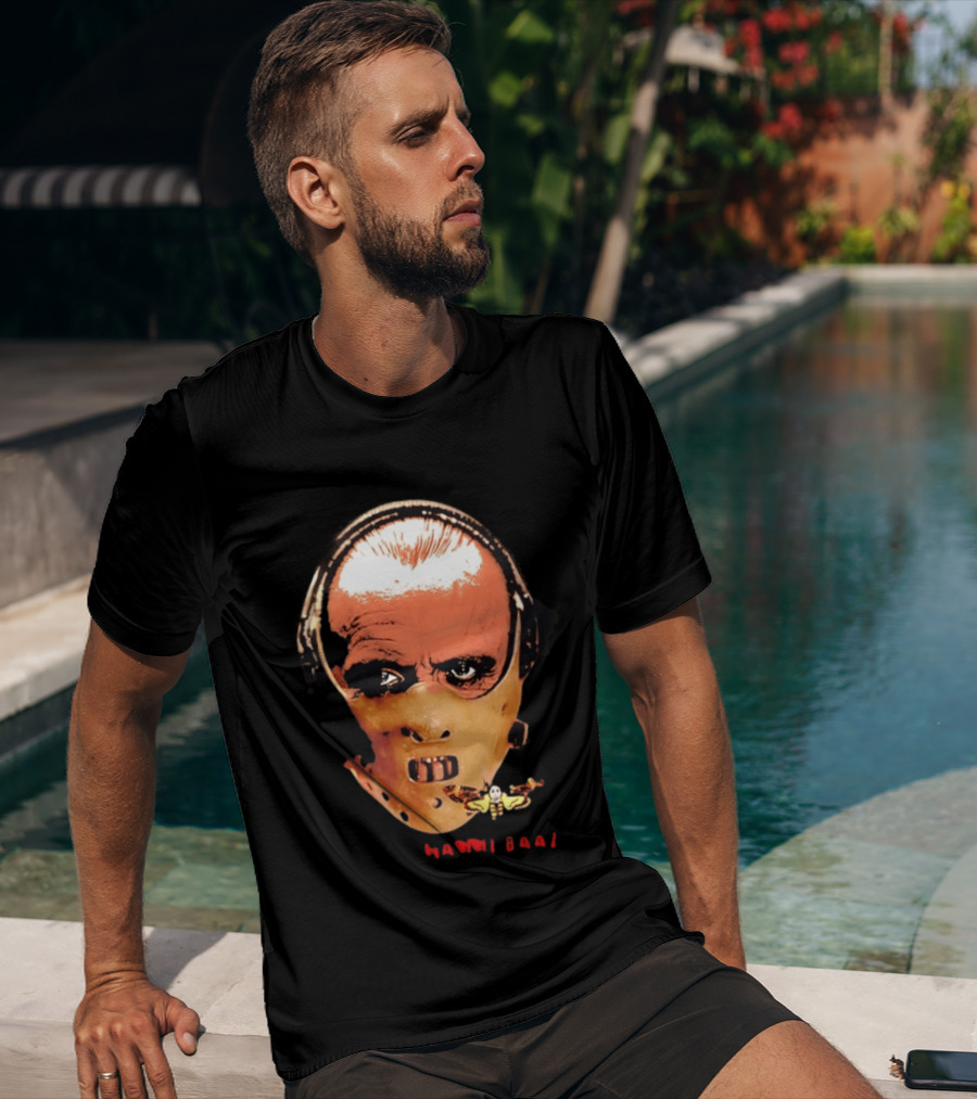 Hannibal Lecter Silence Of The Lamb Halloween Horror Mask With Skull Moth T-Shirt