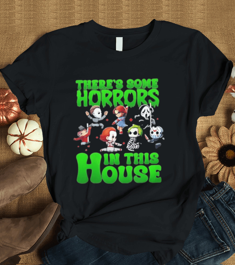 There's Some Horrors In This House Halloween Characters Dancing T-Shirt