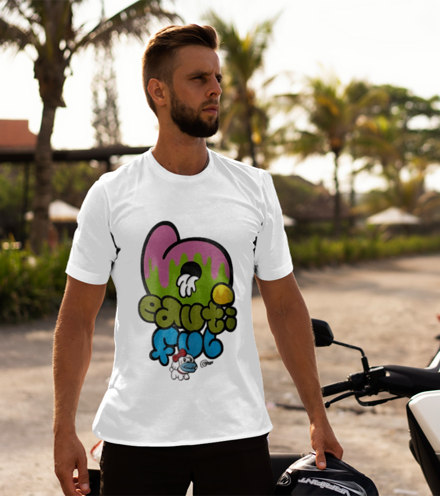 Beautiful Graffiti Lettering Dripping Paint Cartoon Dog With Spray Can T-Shirt