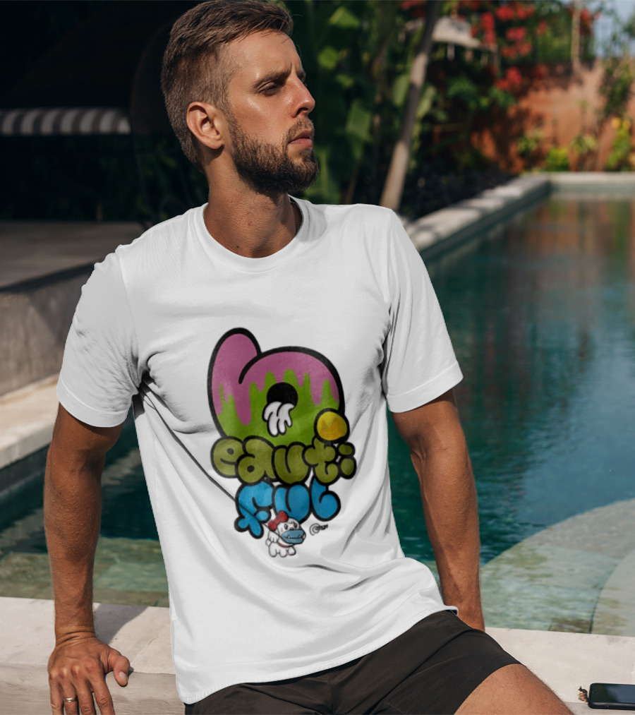 Beautiful Graffiti Lettering Dripping Paint Cartoon Dog With Spray Can T-Shirt