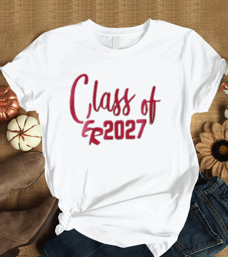 Class Of 2027 Red Script Numbers T-Shirt