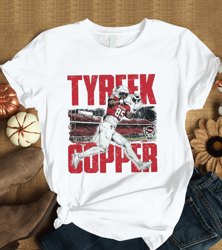 NCAA Football NC State Wolfpack Tyreek Copper Catching Highlight Caricature T-Shirt