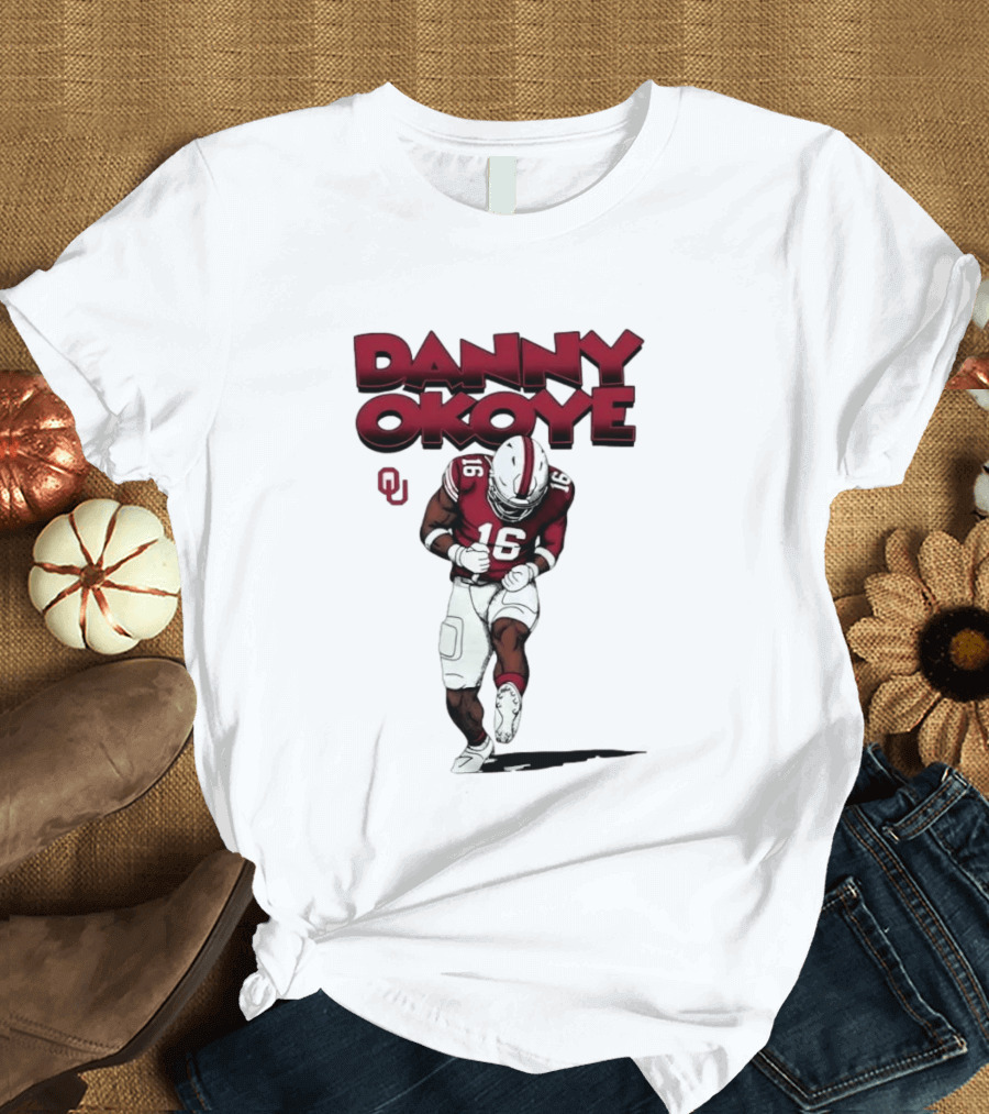 NCAA Football Oklahoma Sooners No 16 Danny Okoye Caricature OU T-Shirt
