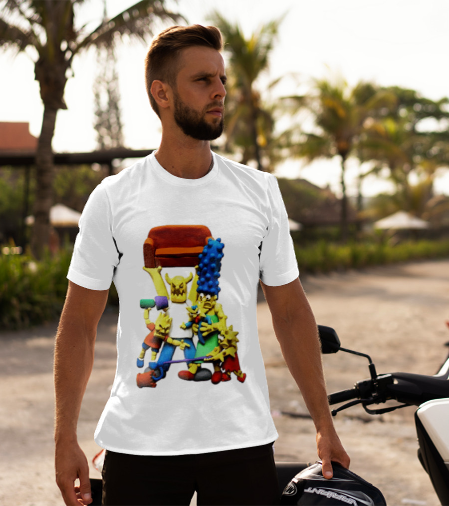 The Simpsons Claymation Family Couch Posing Scene T-Shirt