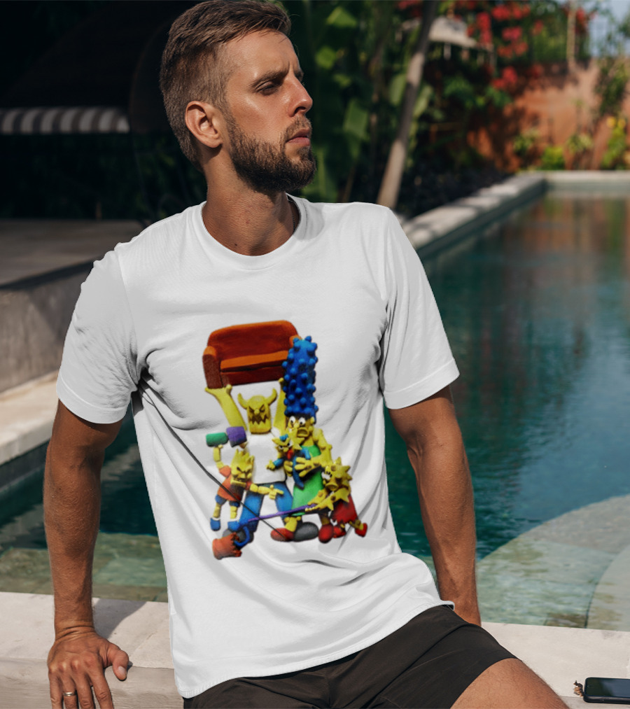 The Simpsons Claymation Family Couch Posing Scene T-Shirt
