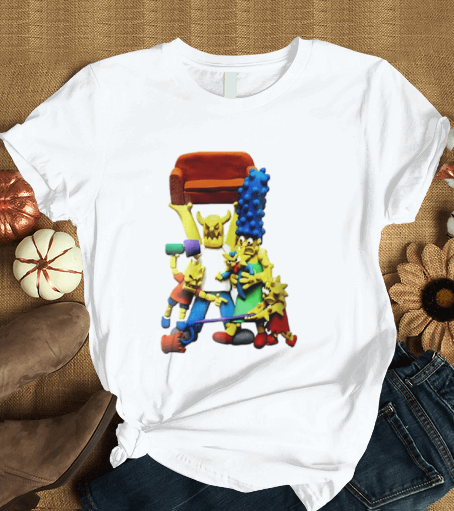 The Simpsons Claymation Family Couch Posing Scene T-Shirt