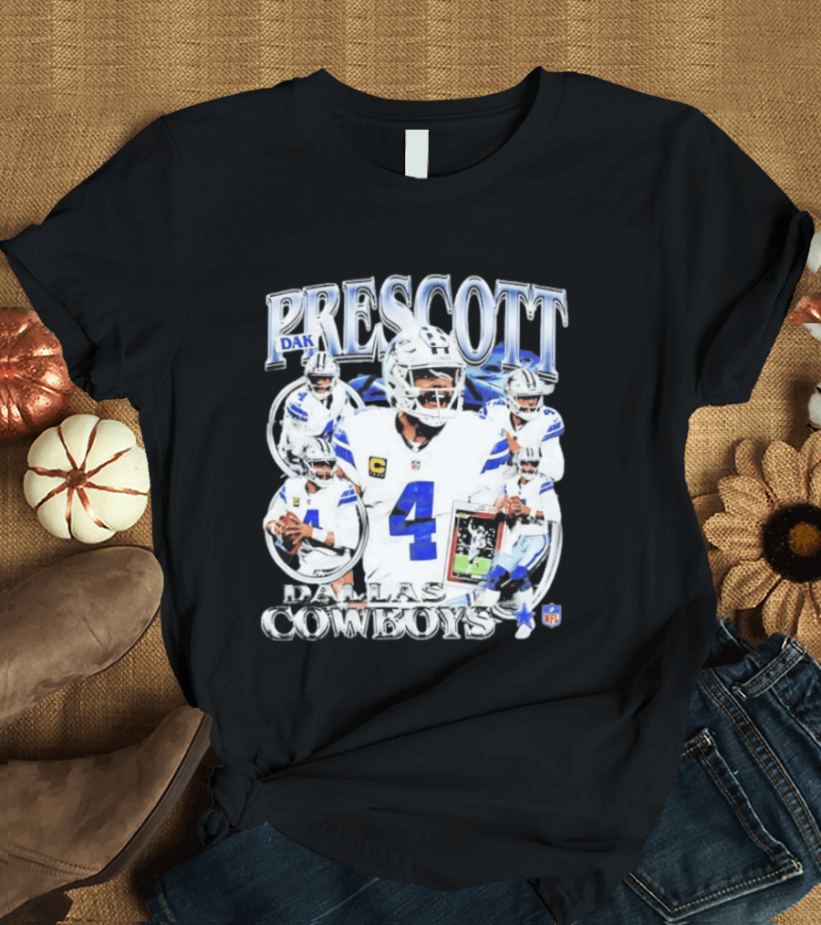 Dak Prescott Dallas Cowboys NFL Quarterback Collage T-Shirt
