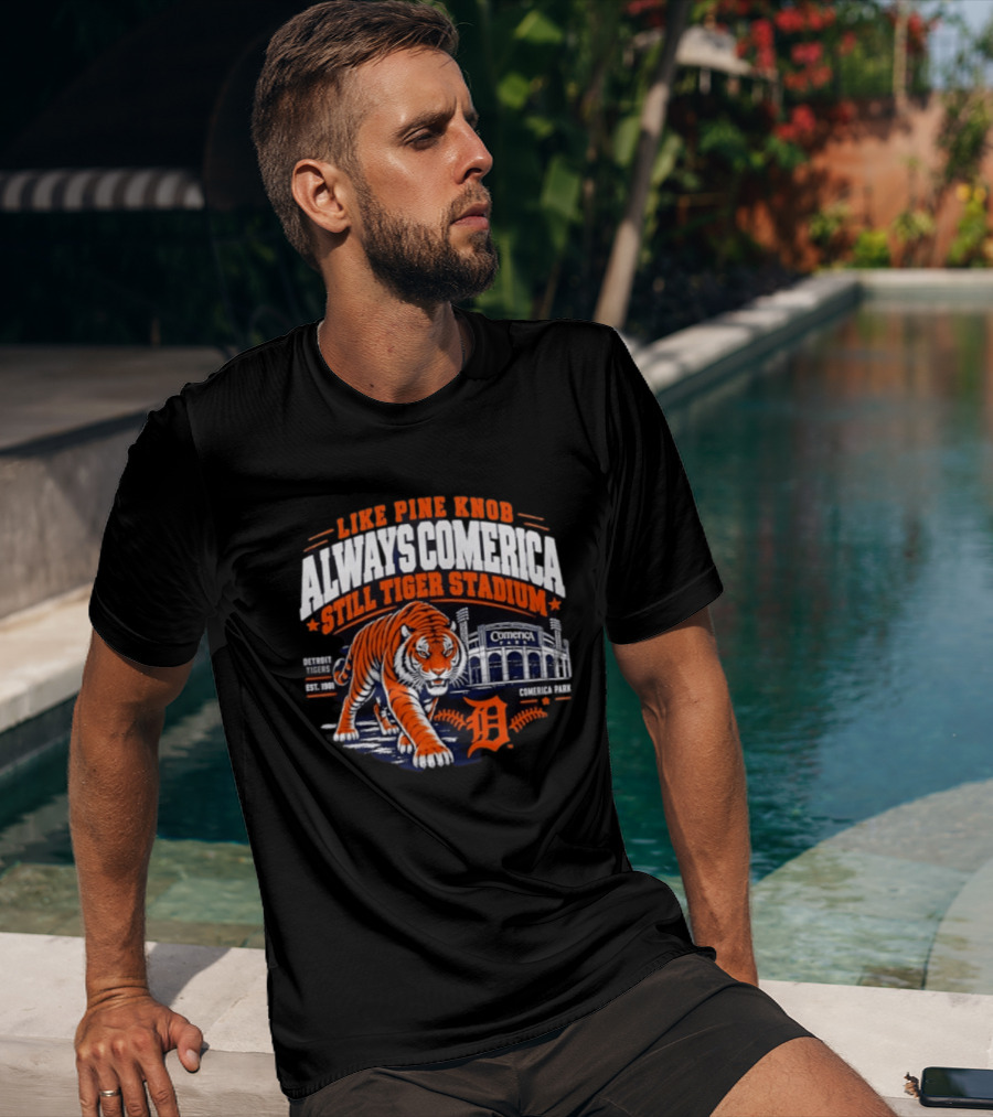 Detroit Tigers 2026 Pine Knob Comerica Tiger Stadium Est 1901 Iconic Baseball Tiger T-Shirt