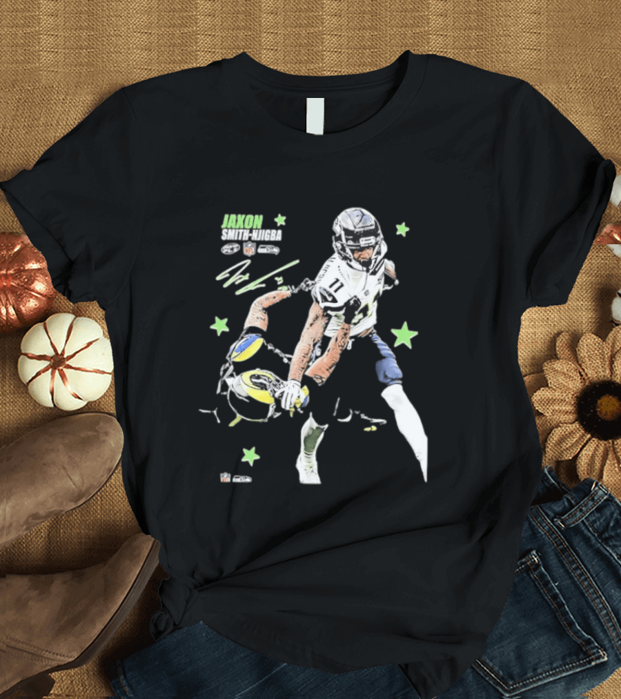 Jaxon Smith Njigba Seattle Seahawks NFL Vs LA Rams Football Art Star Player 11 T-Shirt