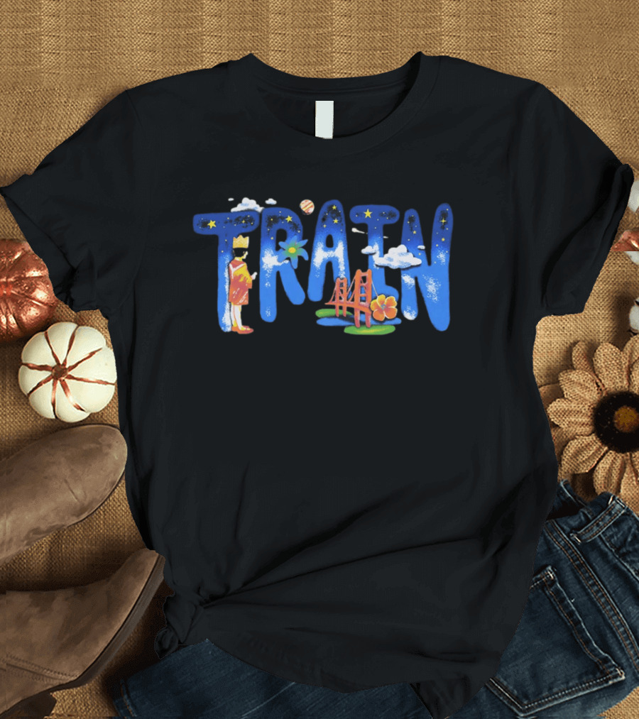 Train X Manhead Store Starry 2026 Tour Golden Gate Bridge Planet And Flowers T-Shirt