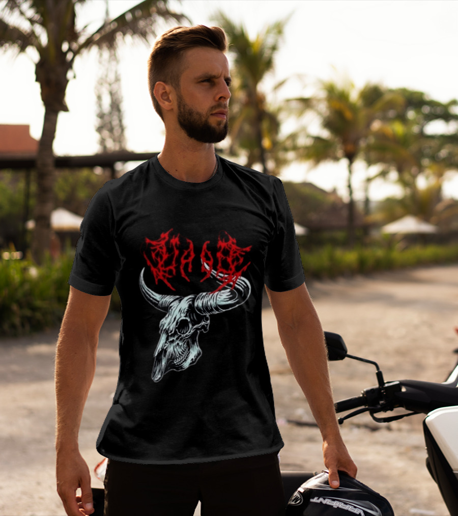 Merchdrop Upon A Burning Body Metal Texas Skull Red T-Shirt