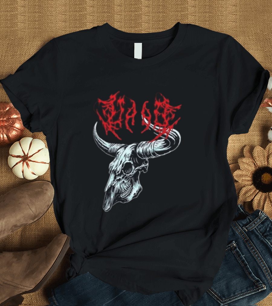 Merchdrop Upon A Burning Body Metal Texas Skull Red T-Shirt