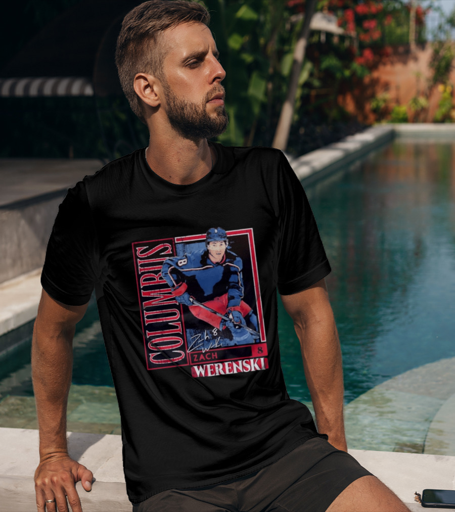 Zach Werenski 8 Columbus Blue Jackets Hockey Card T-Shirt