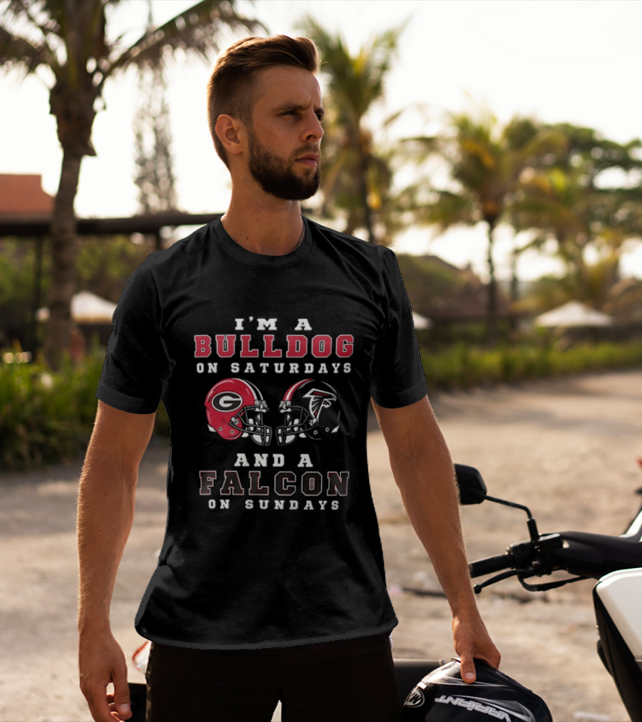 I'm A Bulldog On Saturdays And A Falcon On Sundays Georgia Atlanta Football Helmets T-Shirt