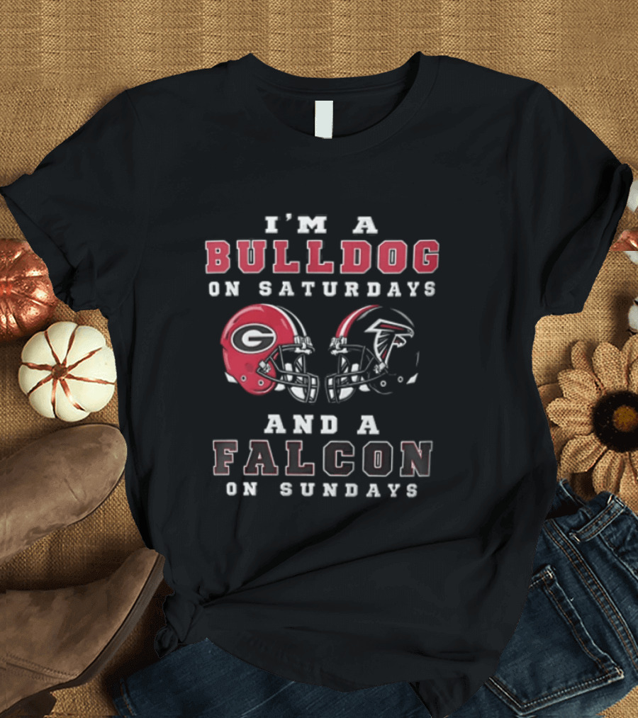 I'm A Bulldog On Saturdays And A Falcon On Sundays Georgia Atlanta Football Helmets T-Shirt