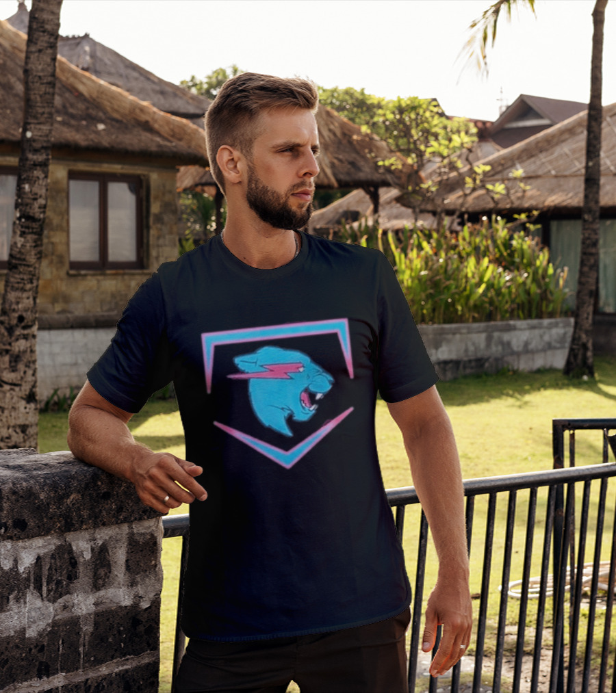 MrBeast Beast Edition Blue Panther Lightning Bolt T-Shirt