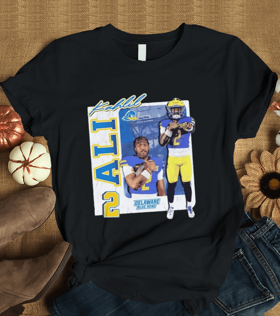 Kahlil Ali Delaware Blue Hens Football No 2 Collage T-Shirt