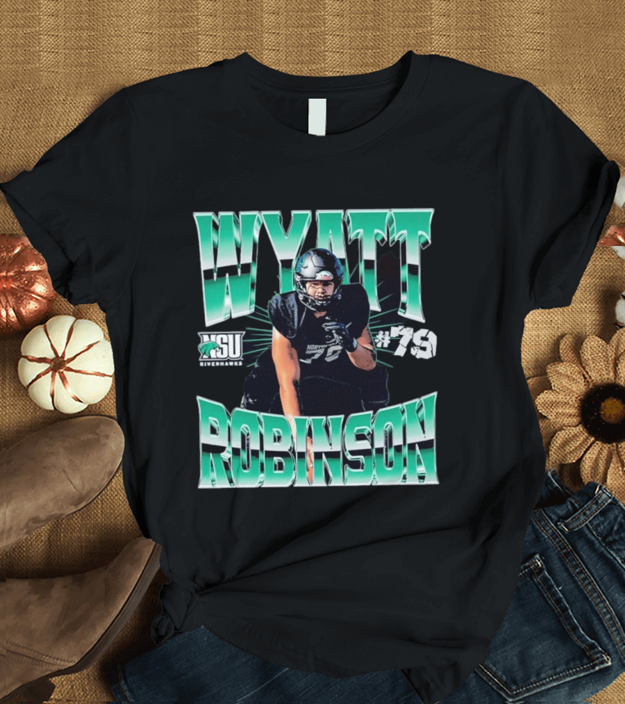 Northeastern State University RiverHawks Football Wyatt Robinson #79 T-Shirt