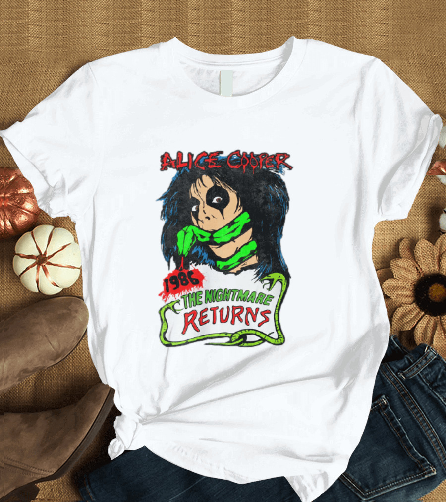 Alice Cooper The Nightmare Returns 1986 Constrictor Raglan T-Shirt