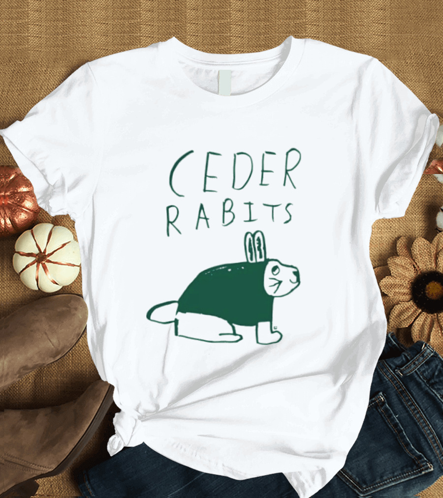 Cedar Rapids Ceder Rabits Playful Drawing T-Shirt