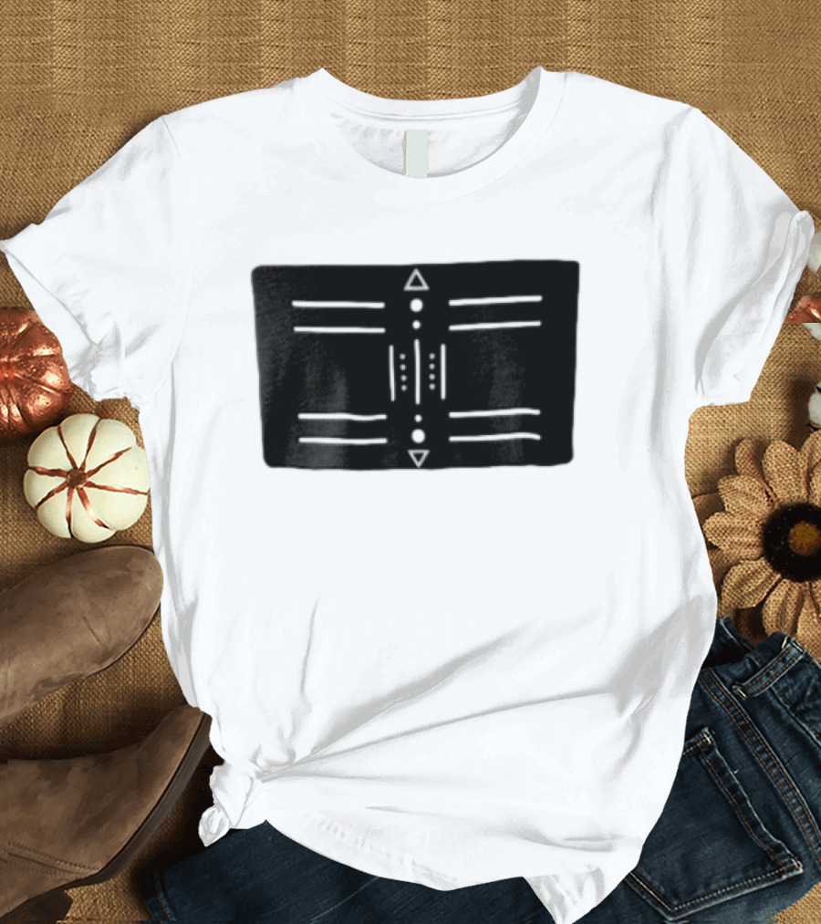 Black Geometric Tribal Design With Triangles And Dots T-Shirt