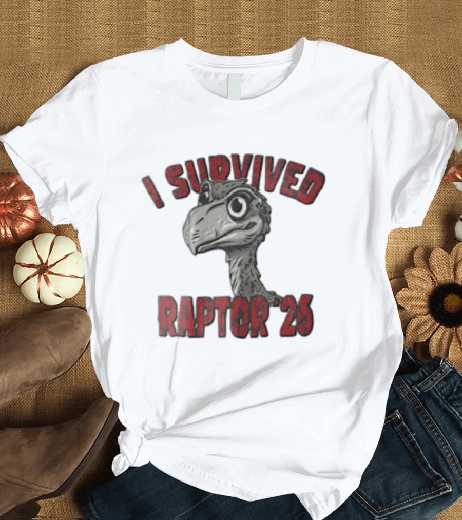 I Survived Raptor 26 Cartoon Dinosaur Head T-Shirt