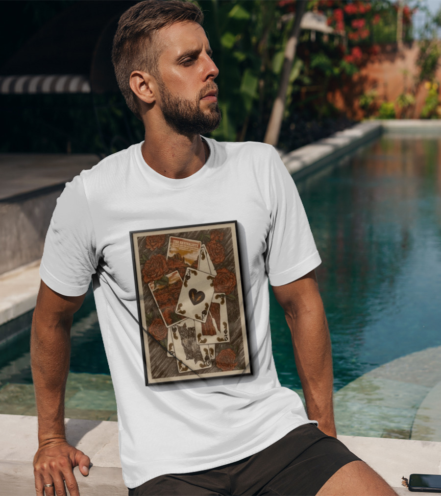 The Revivalists Red Rocks Amphitheatre Playing Cards Floral Art 9 25 2026 T-Shirt